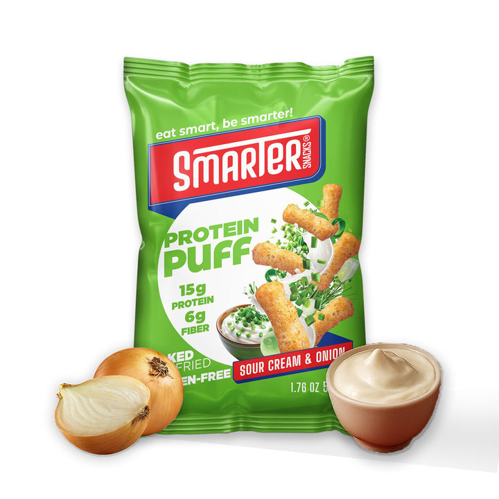 Protein Puff Sour Cream & Onions Flavor | 15g Protein | 6g Fiber | Vegan | Gluten-Free