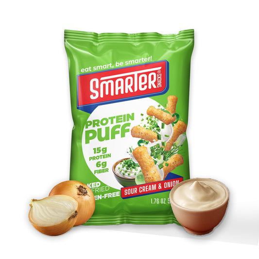 Protein Puff Sour Cream & Onions Flavor | 15g Protein | 6g Fiber | Vegan | Gluten-Free