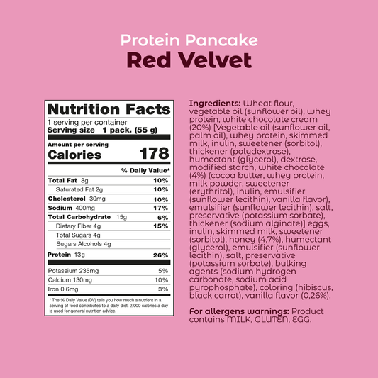Protein Pancake Red Velvet White Chocolate Cream (Pack of 12)