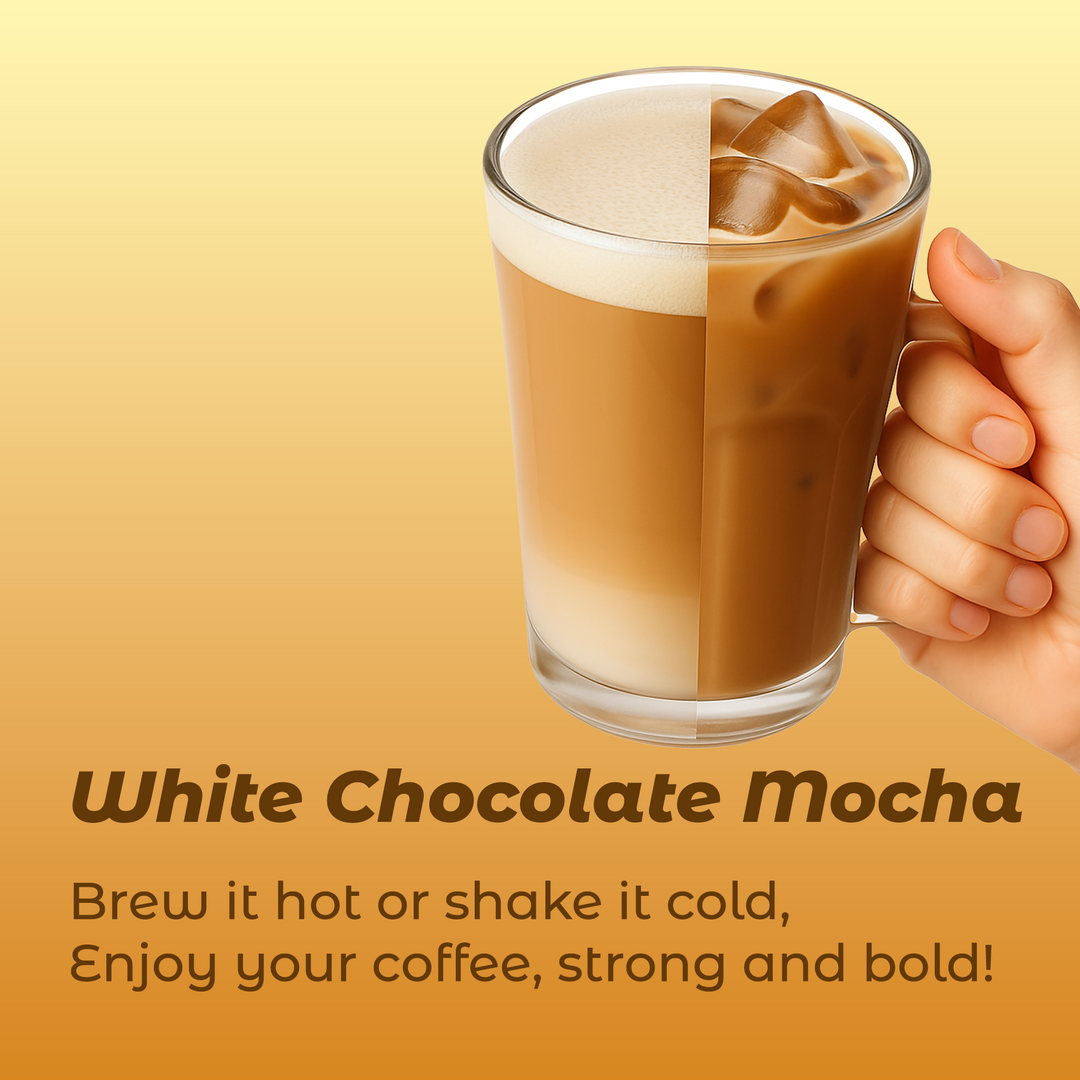 Protein Coffee Powder White Choco Mocha  – 20g Protein, 70 mg Caffeine, 0g Sugar | Pack of 10